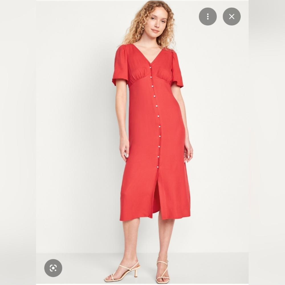 NWT Old Navy Waist Defined Midi Red Dress XL Sold Out